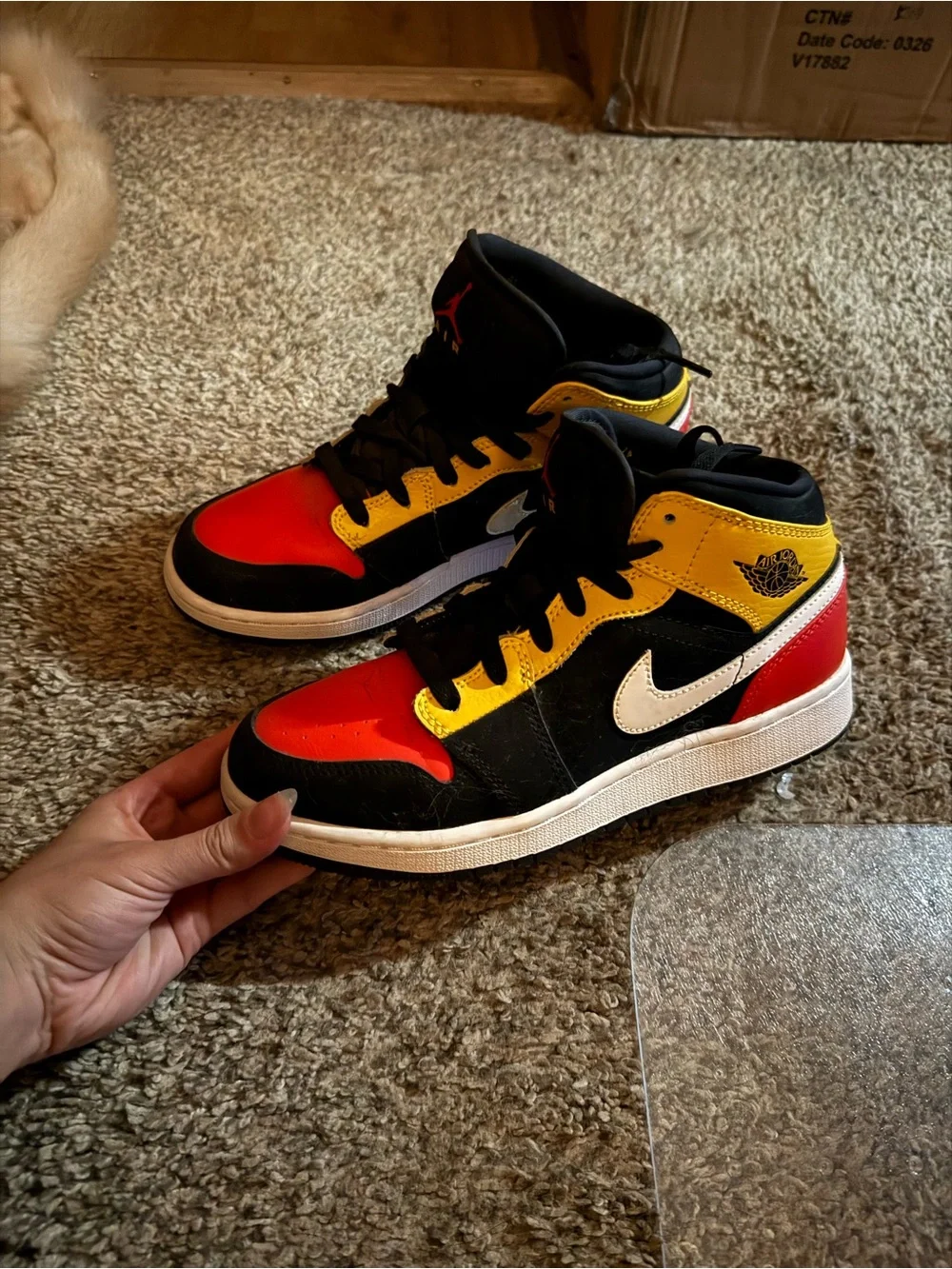 Jordan High-Top Sneakers in yellow, orange, and black